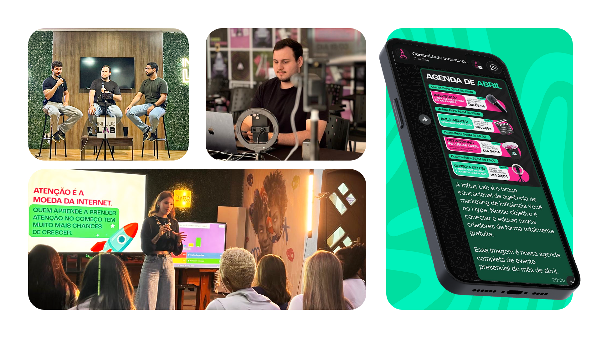 Bastidores da comunidade InflusLab: talks, gravações e eventos presenciais
